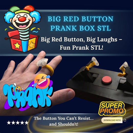 Big Red Button Prank Box – Surprise Ring Launcher, Fun Desk Gag Toy, 3D Printable - Etsy