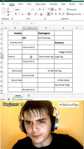 GK Excel Tips on Instagram: "Messy Excel Data → Clean Table in Seconds (Keyboard Only) 😱 #excel #exceltips #exceltricks #reels"