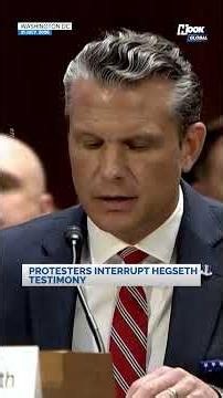 Protesters interrupt Hegseth testimony, raise sign against Iran war