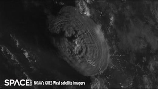 Volcano eruption seen from space by multiple satellites