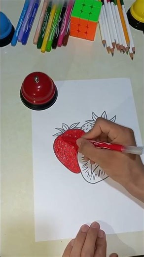 See how fast I color this strawberry 🍓 #asmr #challenge #art