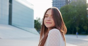 Young Pretty Lady Smiling Outdoors Emotion Stock Footage Video (100% Royalty-free) 1035078995 | Shutterstock