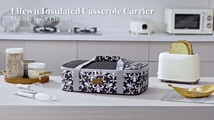 Lifewit Double Decker Casserole Carrier for Hot or Cold Food, Insulated Casserole Baking Dish Bag Food Carrier, Lasagna Holder for Potluck/Parties/Picnic/Cookouts, Fits 9"x13" Baking Dish, Grey