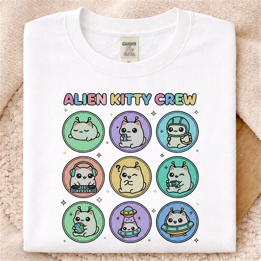 Alien Kitty Crew PNG, Kawaii Cat Space Design (digital Download) - Etsy