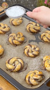 1.5M views · 3.5K reactions | You will make this dessert in 5 minutes *Ingredients:* 1) Puff pastry 2) Nutella 3) Egg yolk for brushing 4) Powdered sugar Bake at 180°C until golden brown on top. #nutella #recipes #recipe #food #dessert | Little Strawberry Kitchen | Facebook