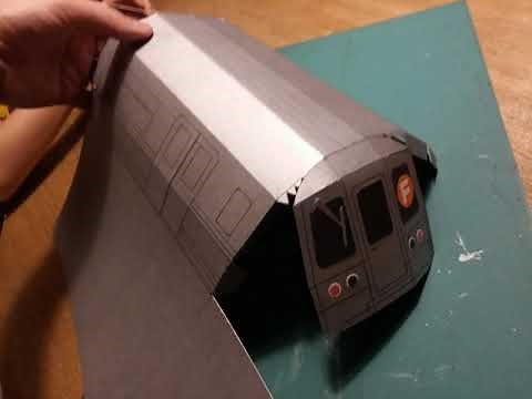Making of NYC Subway F train original paper craft.