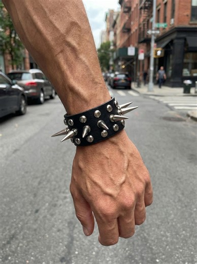 Spiked Punk Bracelet Faux Leather Studded Gothic Wristband Unisex Rock Jewelry - Etsy
