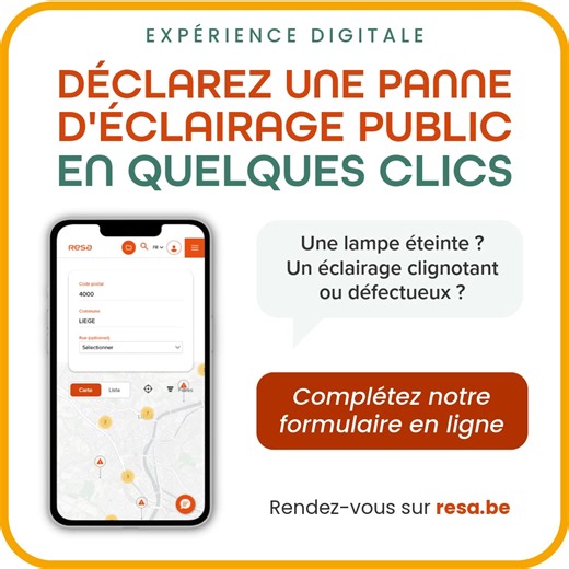 💡Un lampadaire en panne dans votre rue ? Dites-le-nous en quelques clics ! Chez RESA, on veille à ce que l’éclairage public reste opérationnel pour votre confort et votre sécurité. Si vous remarquez une lampe éteinte, un éclairage clignotant ou un lampadaire défectueux: signalez-le facilement via notre formulaire en ligne 👇👇 Il suffit d’indiquer l’endroit de la panne, et nos équipes prennent le relais : 👉 https://www.resa.be/fr/en-temps-reel/panne-eclairage-public/ 🙌🏽 Merci pour votre vigi