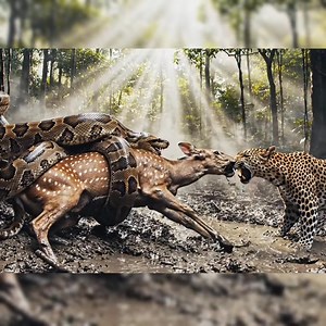 33K views · 224 reactions | Python vs Leopard fight for One deer歷 #WildlifeBattle #PythonVsLeopard #JunglePredators #AnimalFight #NatureIsBrutal #WildlifeDrama #RealNature #ViralReels #ExtremeWildlife | happy hour | Facebook