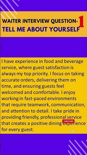 Waiter Interview | Tell Me About Yourself