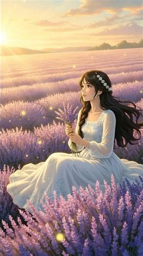 ✨ Lavender Dreams at Sunset ✨ #ghiblistyle #relaxingvideo #animation #aesthetic