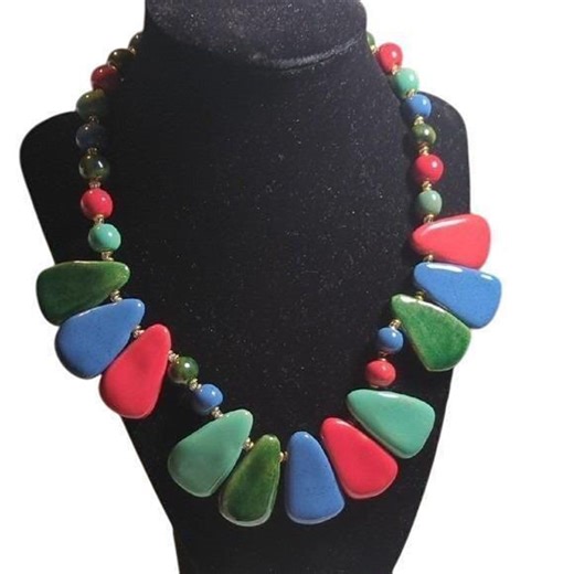 Vintage Colorful Bead Necklace Chunky Statement Necklace Funky Jewelry - Etsy