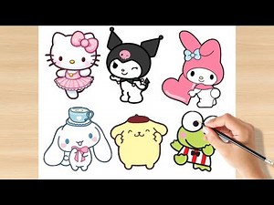 How to Draw Sanrio Characters |Hello Kitty |Kuromi |My Melody |Cinnamoroll |Pompompurin |Keropp