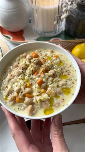 12K views · 63 reactions | Lemony chickpea orzo soup - inspired by the Greek recipe, Avgolemono, which uses eggs and lemon to create a thick, creamy and silky broth without a drop of cream! The most delicious cozy yet refreshing soup with chickpeas, lots of lemon juice, and orzo. #soupseason #chickpeasoup #onepotmeal #vegetarianrecipes | By The Forkful | Facebook