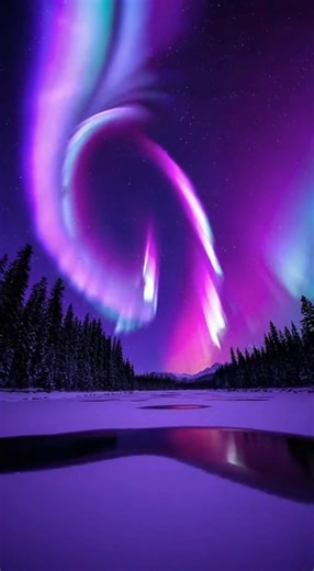 Aurora Vortex 😵‍💫🌌 It looks like the sky is twisting open—light folding in on itself as if a portal is forming above the frozen world below. Purple auroras spiral and pour downward, blurring the line between atmosphere and imagination. No sound. No motion. Just nature bending light in ways that feel almost unreal. Moments like this remind us how small we are… and how limitless the sky can be. ✨ | Otherworld Earth