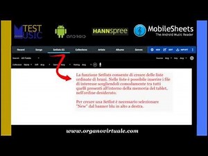 Manuale Test - Music: Crea una lista di brani con Mobilesheets