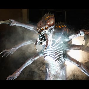 The Xenovore is swift and deadly with it's six arms, spraying venom, and sharp chrome teeth! This incredibly impressive horror animatronic looks amazing from all angle, front and back! With savage, scary, organic movement Xenovore is meant to be a centerpiece of your attraction. Standing approx. 7ft. feet tall, our Xenovore animatronic is built to last using high-quality materials. We have designed this for professional attractions and high level home haunters. The detail in both the sculpture a