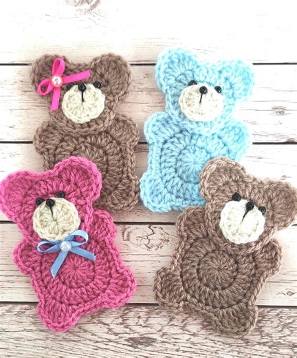 Crochet Teddy Bear Applique – Bear Applique Pattern for Baby Clothes - Instant PDF - Etsy