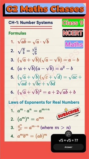 Class 9 Maths chapter 1 ncert | Number Systems all formulas | Number Systems class 9 ncert formulas