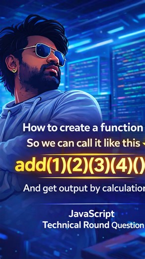 SAGAR JADHAV | Sr. Software Engineer🖥 on Instagram: "JavaScript Technical Round Question | Function Chaining Explained Ever wondered how a function can be called like this? 👇 add(1)(2)(3)(4)() and still return the correct output. This is a real JavaScript technical round question frequently asked in interviews to test your understanding of: • Closures • Function currying • JavaScript fundamentals If you are preparing for frontend, React, or JavaScript interviews, this concept is a must-know. �