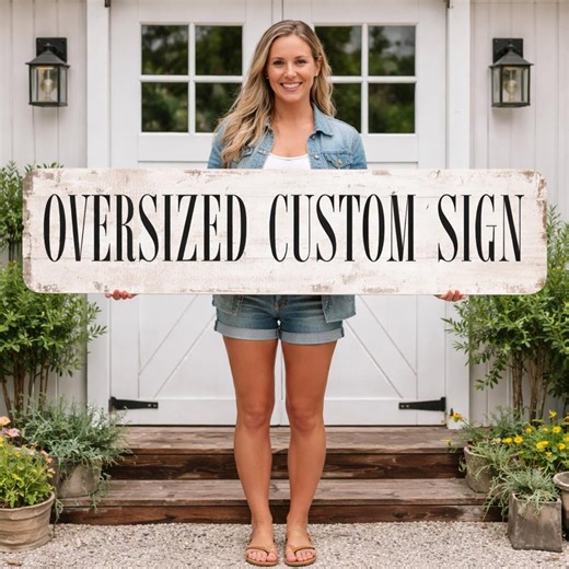 Oversized White Rustic Metal Sign: Custom Outdoor Business, Shed & Barn Decor - Etsy