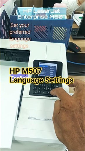 Language options (p7) - HP M507 printer #shorts