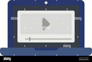 Laptop video lesson icon. Flat illustration of laptop video lesson vector icon isolated on white background Stock Vector Image & Art - Alamy