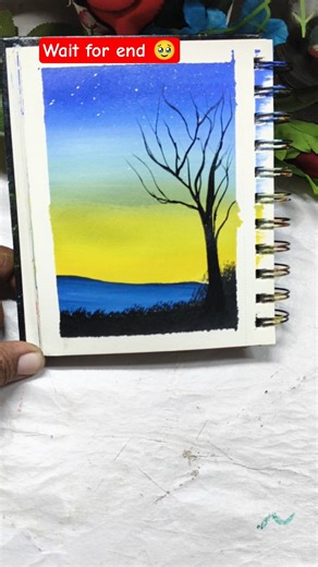 Easy Sunset Landscape Painting 🎨 | Aesthetic Art 🌌✨ #shorts #viral #trending #painting #artwork #art