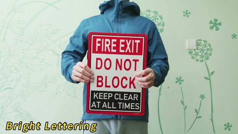 2 Pack Fire Exit Do Not Block Door Keep Clear at All Times Signs 14x10 Inches Fire Exit Safety Sign Do Not Block Sign Metal Reflective Sturdy Rust Aluminum Weatherproof Easy to Install