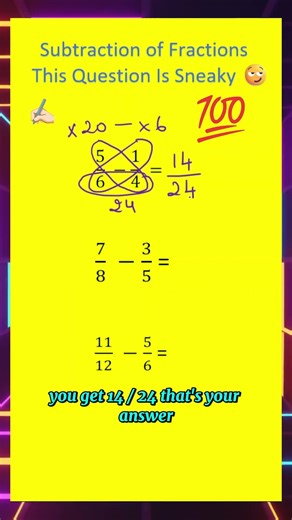 This Fraction Subtraction Trick Tricks Everyone 😏 #shorts #fractionstricks #mentalmath #maths