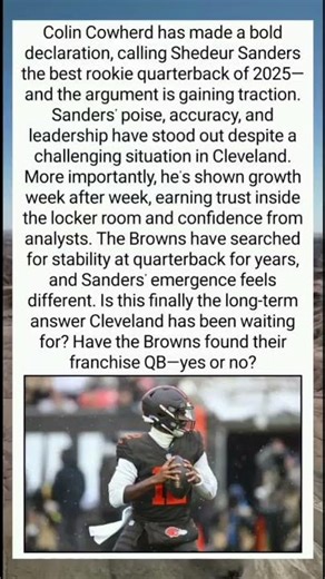 Cowherd Crowns Shedeur Sanders Rookie QB of 2025 👑🏈