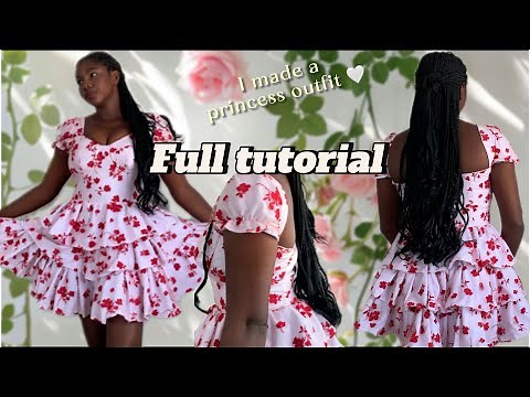 How to cut and sew a corset dress with a 3step flare(full tutorial