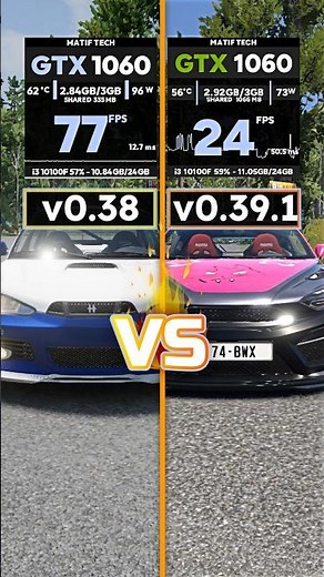 BeamNG.drive v0.38 vs v0.39.1 | FPS Comparison #beamngdrive #pcgaming #gpu