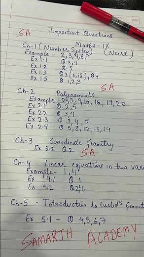 NCERT IMPORTANT QUESTIONS – CLASS IX MATHS 📘✏️ #Class9Maths #NCERTMaths #ImportantQuestions