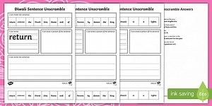 Diwali Sentence Unscramble Worksheet