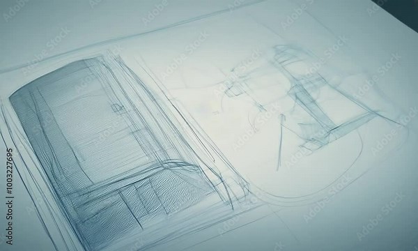 A series of sketches illustrating the design process for a new product, from concept to final rendering Stock Video