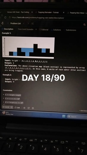 Day 18 of 90: Can you solve the Rainwater Trapping problem? ⛈️#CodingChallenge #Java #LeetCode