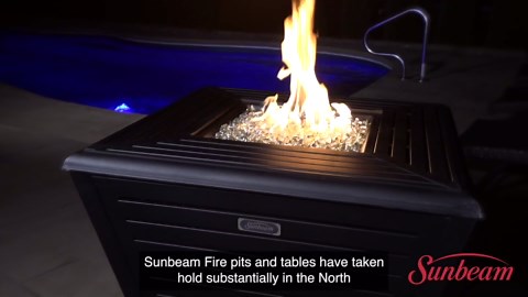 Sunbeam 29'' Pyramid Propane Fire Pit Table, 50,000 BTU Steel Gas FirePit for Outdoor, Outside Patio Deck and Garden, Cover Included, Black