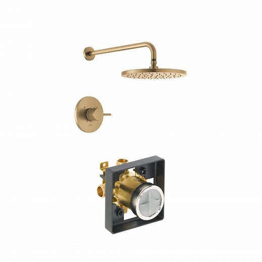 Delta Modern Gold Shower Trim Kit with Multi-Choice Universal Tub/Shower Valve Body Rough-In Kit - The Home Depot
