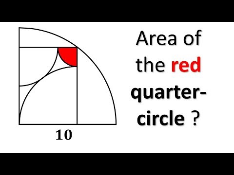 Geometry Puzzle with 4 Quarter-Circles | Find the Red Area!