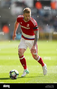 Middlesbrough's Adam Clayton in action during the Premier League match at the Liberty Stadium, Swansea. PRESS ASSOCIATION Photo. Picture date: Sunday April 2, 2017. See PA story SOCCER Swansea. Photo credit should read: David Davies/PA Wire. RESTRICTIONS: EDITORIAL USE ONLY No use with unauthorised audio, video, data, fixture lists, club/league logos or "live" services. Online in-match use limited to 75 images, no video emulation. No use in betting, games or single club/league/player publication