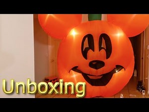 Unboxing 9.5 Ft Tall Mickey Mouse Airblown Inflatable Self Inflatable Pumpkin Lights Up Disney