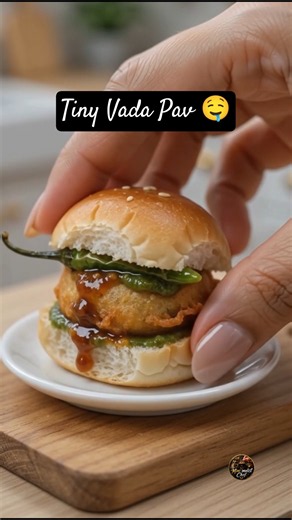 Tiny Vada Pav 🍔🥔 | Miniature ASMR Street Food #shorts