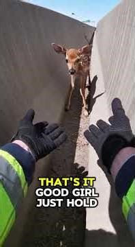 Rescue Worker Rescues Baby Deer Stuck On A Busy Highway Barrier! #WildlifeRescue #AIAnimalRescue