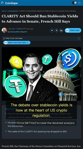 🧐👉 Why Banning Stablecoin Yields Could Decide the Fate of the CLARITY Act #QixNewsCrypto
