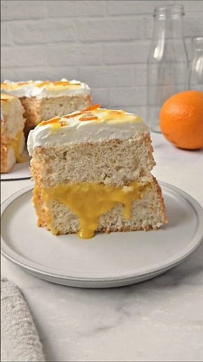 Orange Angel Food Cake 🍊✨️ #baking #recipe #angelfoodcake #cake #dessert