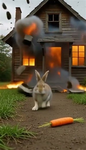 🐇🔥 Rabbit Escapes Huge Blast and Finds a Carrot! | cutecute360 #trending #viral #shorts