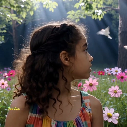A mysterious girl with curly hair stands in a dark woodland. | Pam's Gifs and Videos