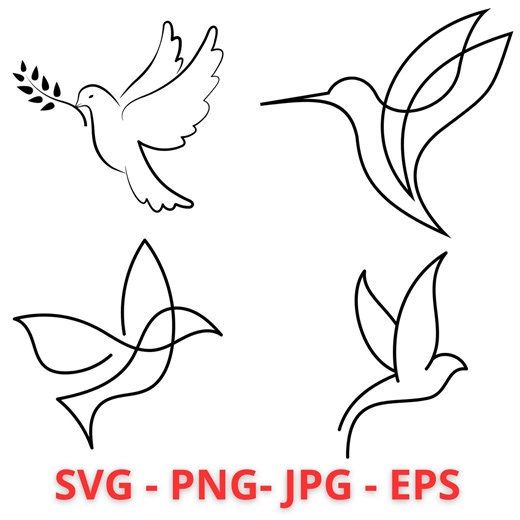Pack of 4 Minimalist Doves – Elegant Spiritual Illustrations – Digital Downloads (SVG, PNG, EPS and Jpg) - Etsy Canada