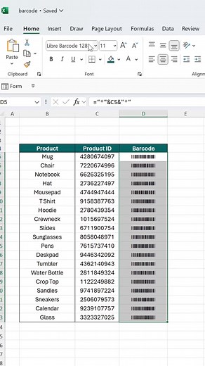 How to create scannable barcodes in Excel. 🤯 Tshepo Basson : CAT and IT teacher #excel #exceltips #exceltricks #spreadsheets #corporate #accounting #finance #workhacks #tutorial #sheets